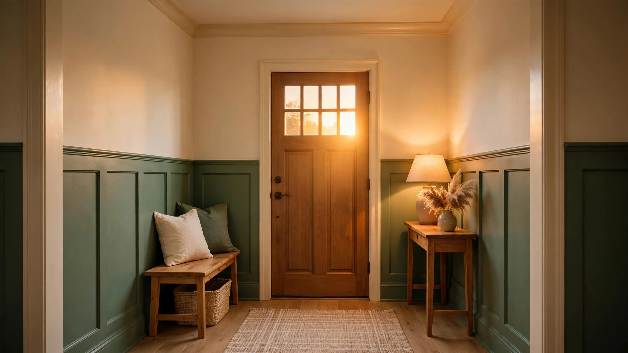 Concept security scene at a home entryway after dark