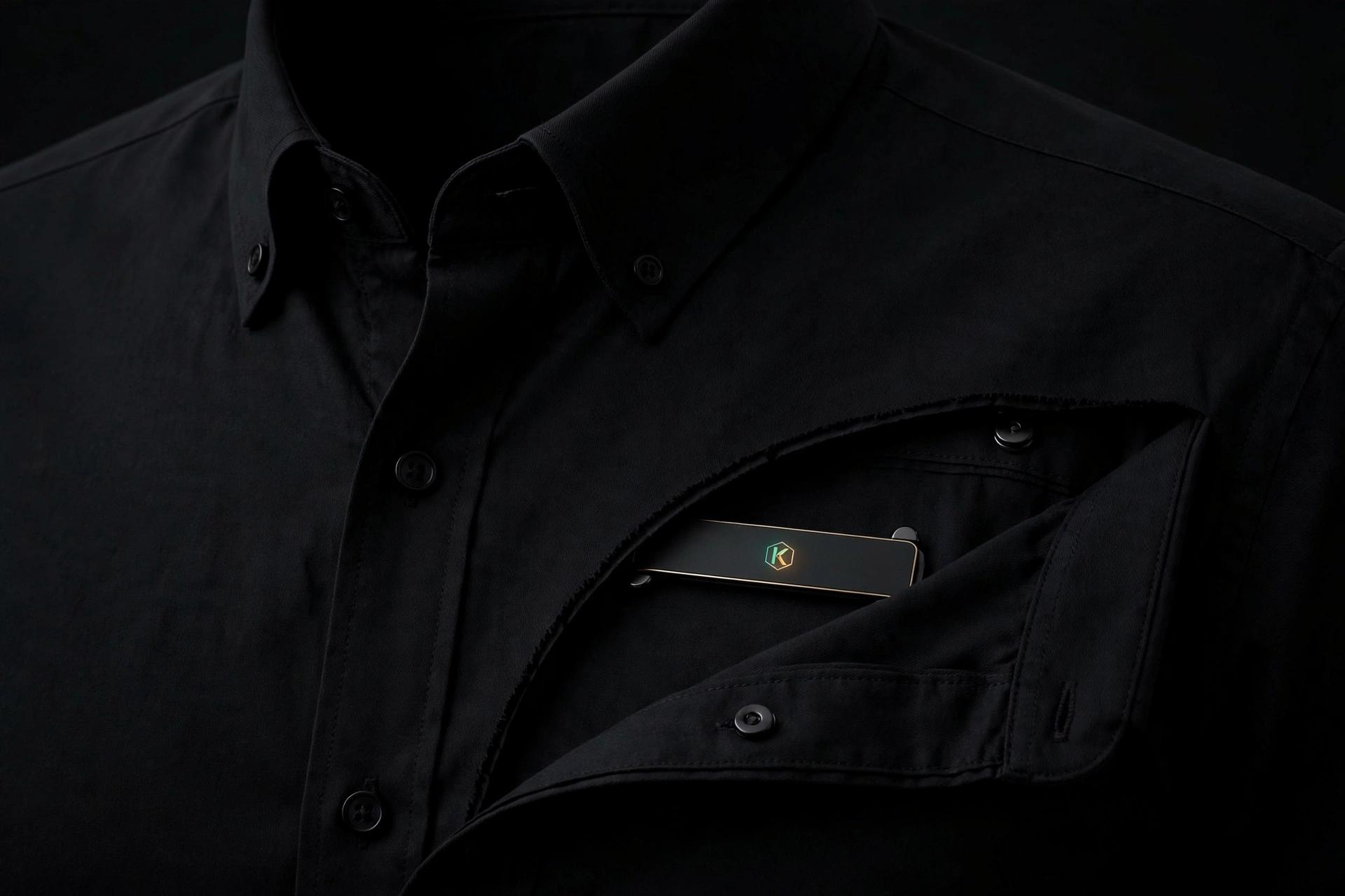 Concept render of Seed Pin, concealed inside a shirt