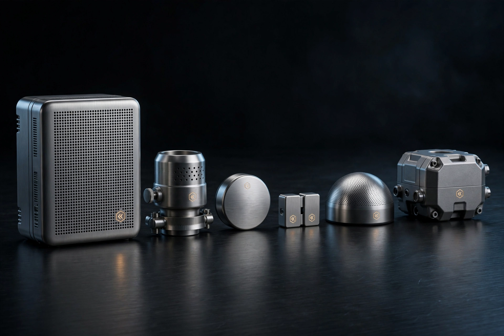 Concept render of the Kore Steel sensor family in brushed stainless steel