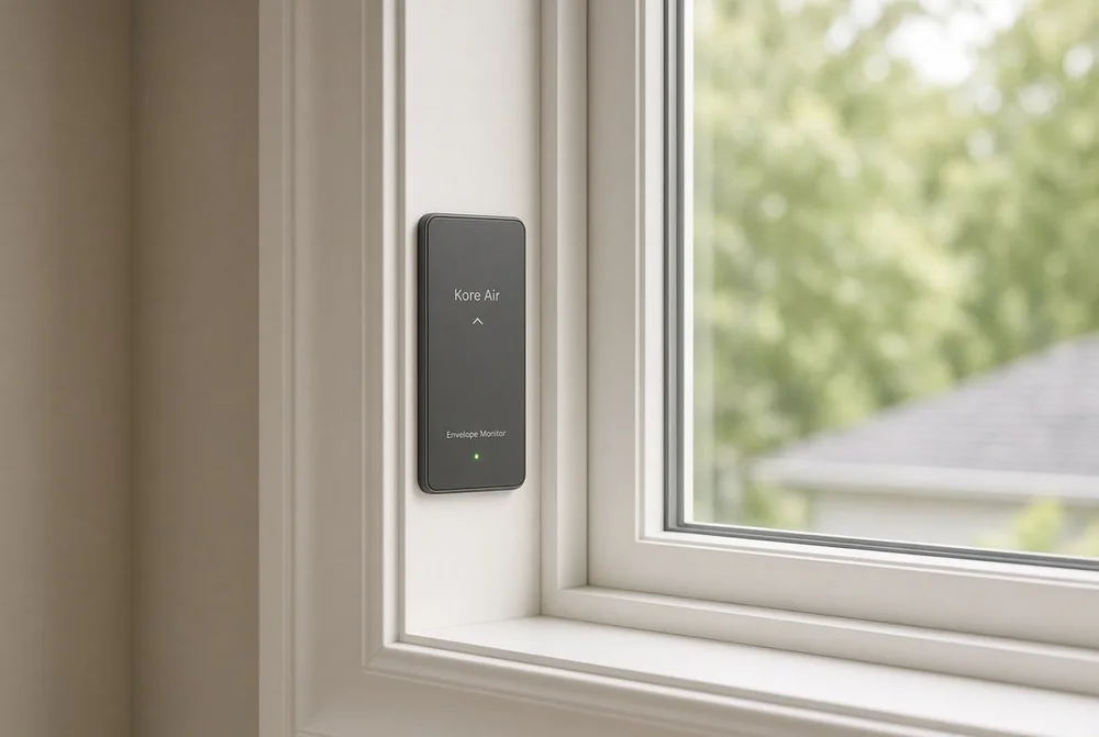 Kore Air envelope monitor on a window, concept render